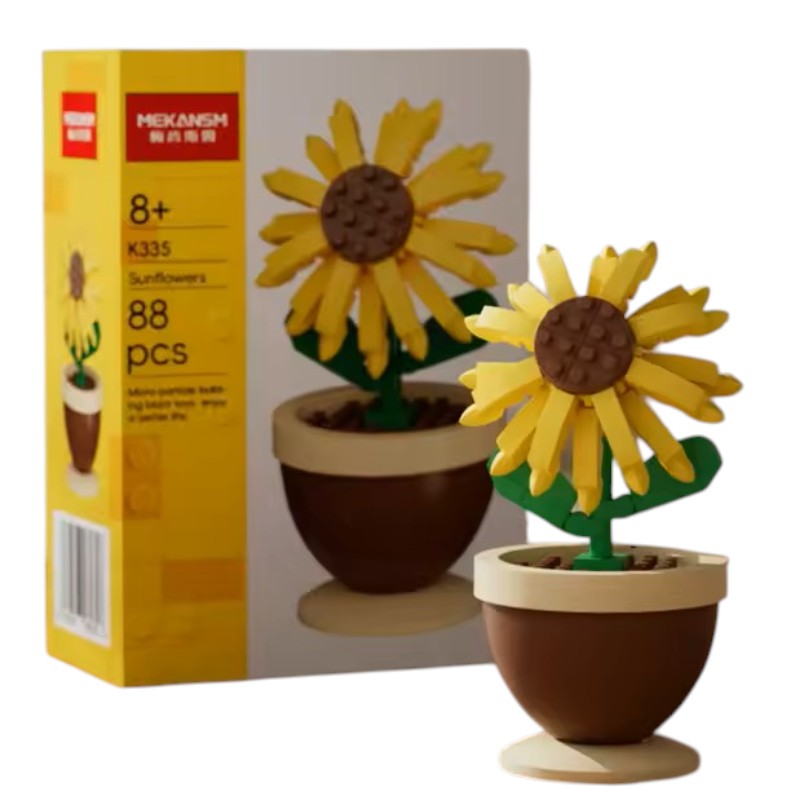 Flor Girasol Armable en Maceta – Set de Bloques Decorativos de 88 Piezas