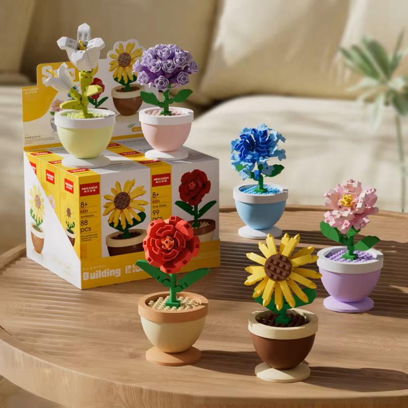 Flor Girasol Armable en Maceta – Set de Bloques Decorativos de 88 Piezas imagen 3