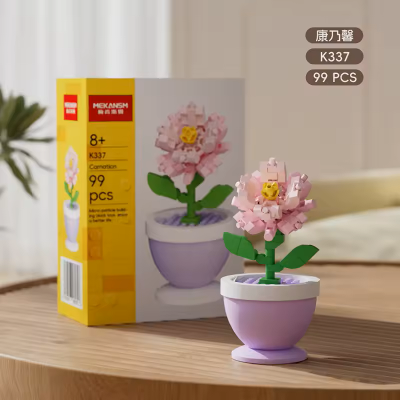 Flor Rosa Armable en Maceta – Set de Bloques Decorativos de 99 Piezas imagen 2